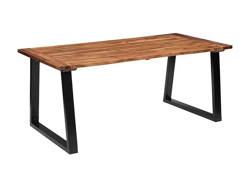 Table à manger acacia massif foncé et pieds métal noir Buji 180cm