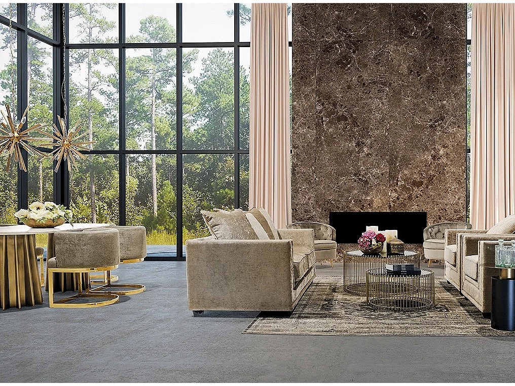 Table à manger ovale design marbre blanc et pied acier doré mat Mensa 200cm