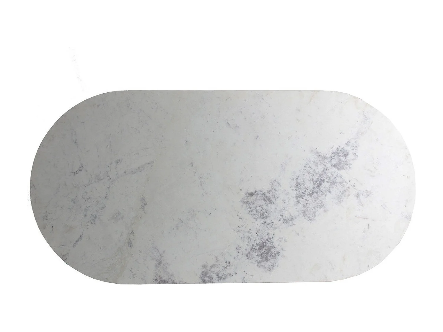 Table à manger ovale design marbre blanc et pied acier doré mat Mensa 200cm