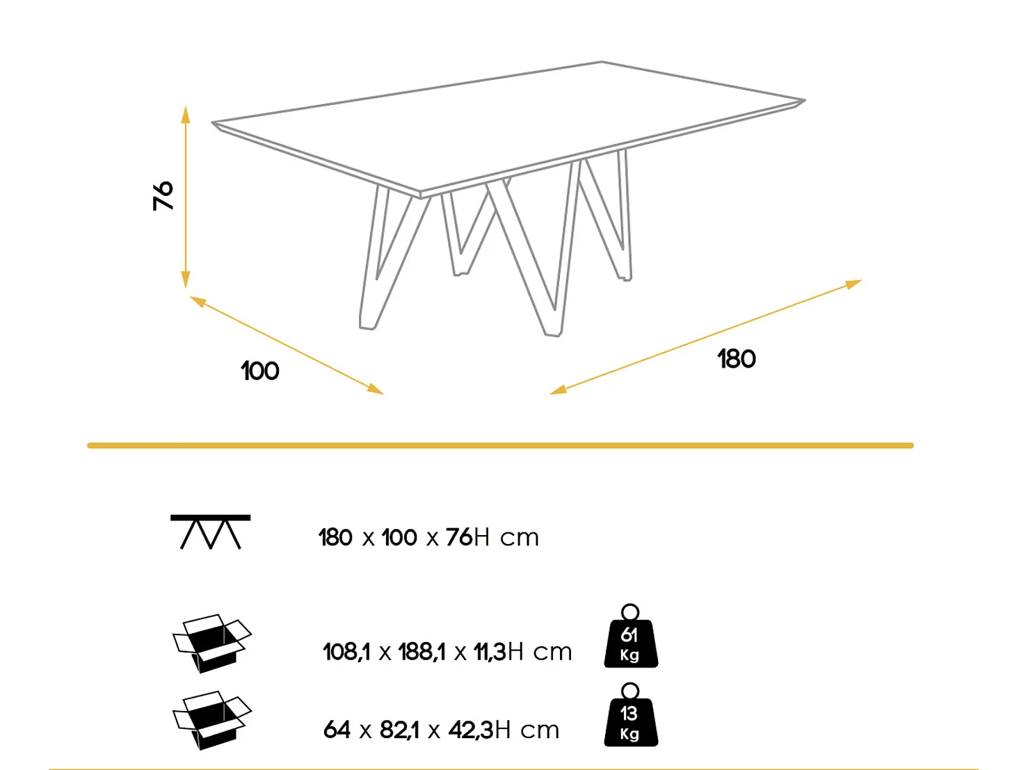 Table à manger bois de noyer et pieds métal noir Namika 180cm