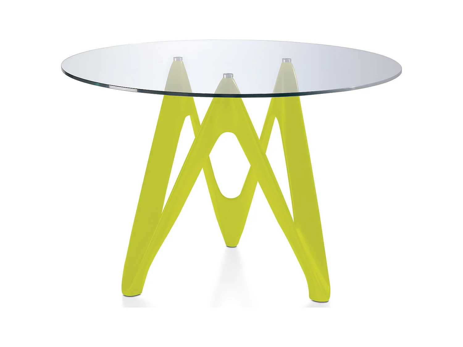 Table ronde design fibre de verre laqué jaune Perla-Dimensions D 140 x H 76 cm