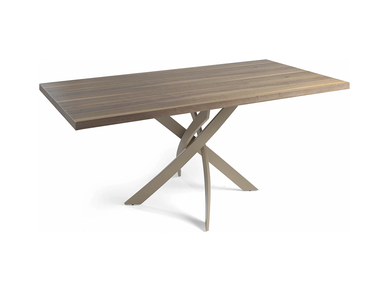 Gala rechthoekige tafel van walnoothout en taupe glasvezel-Dimensies L 140 x D 95 x H 75 cm