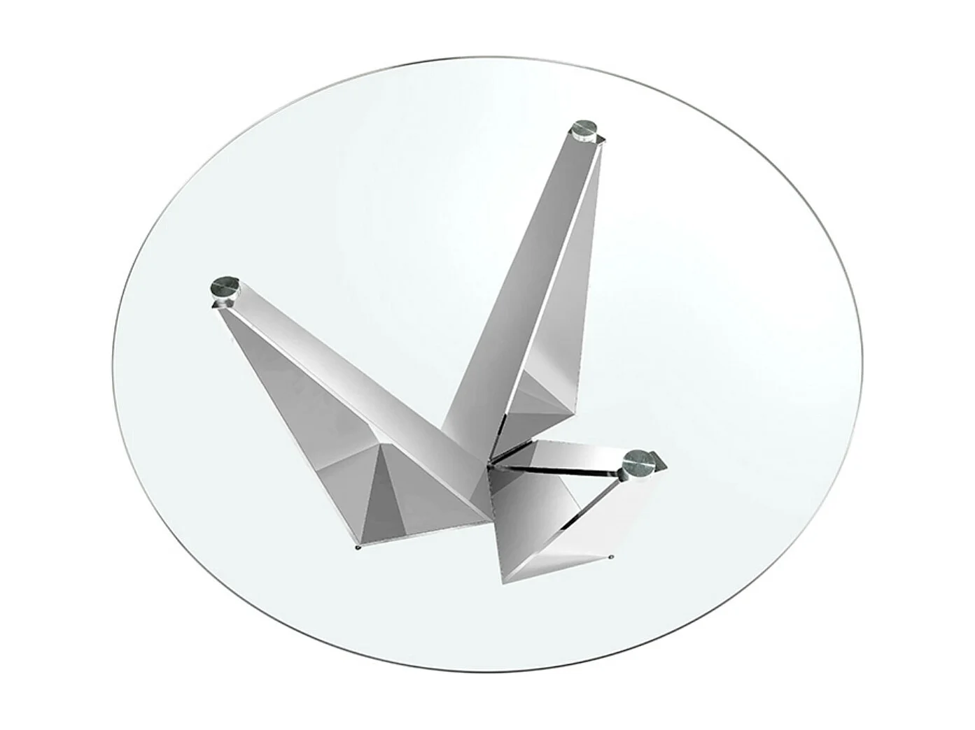 Table à manger ronde design verre trempé et pieds acier chromé Bazika 130cm