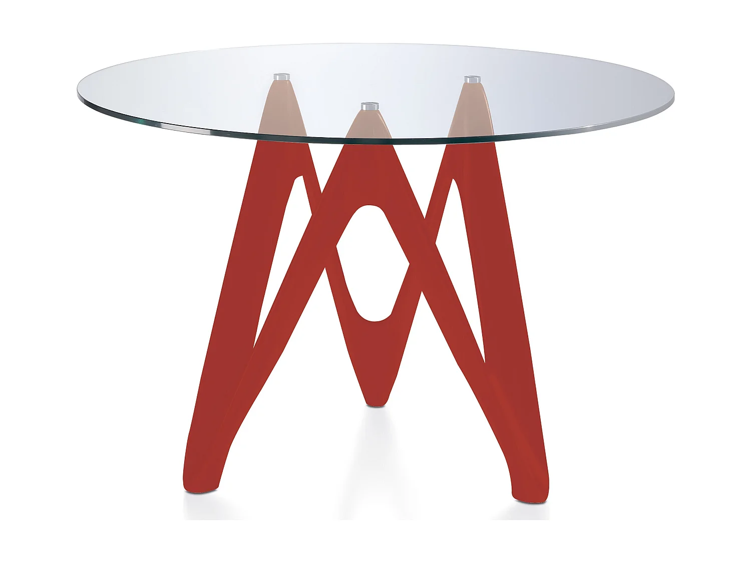 Table ronde design fibre de verre laqué rouge Perla-Dimensions D 110 x H 76 cm