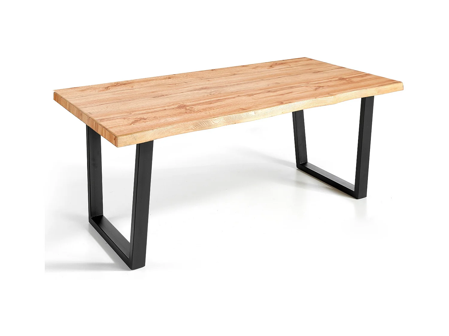 Table à manger bois de chêne rustique et métal noir Kibak 200cm