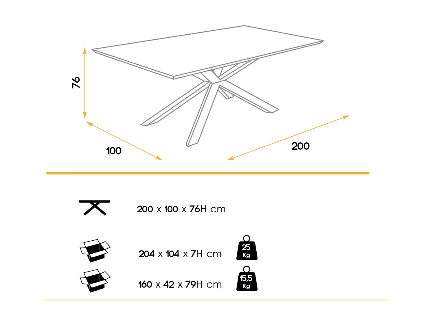 Table à manger bois de noyer et pieds métal noir Toulika 200cm