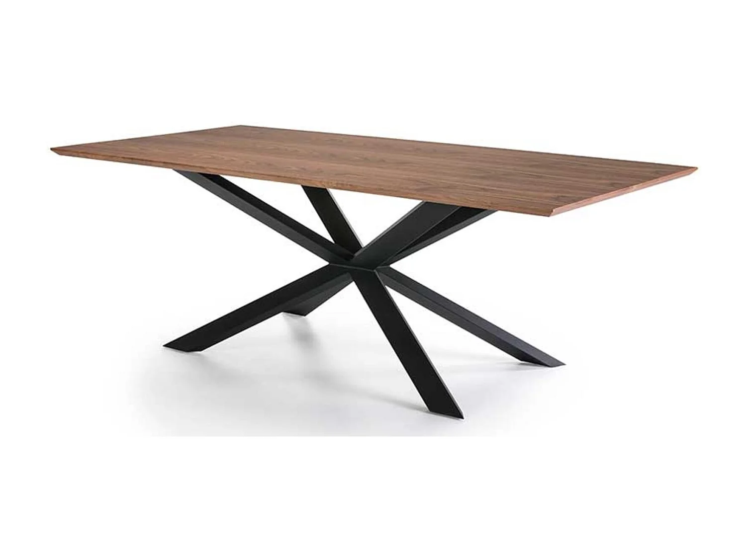 Walnoothouten eettafel en zwart metalen poten Toulika 200 cm