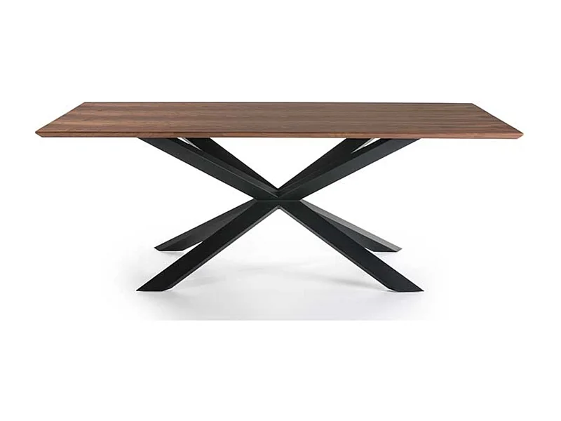 Table à manger bois de noyer et pieds métal noir Toulika 200cm