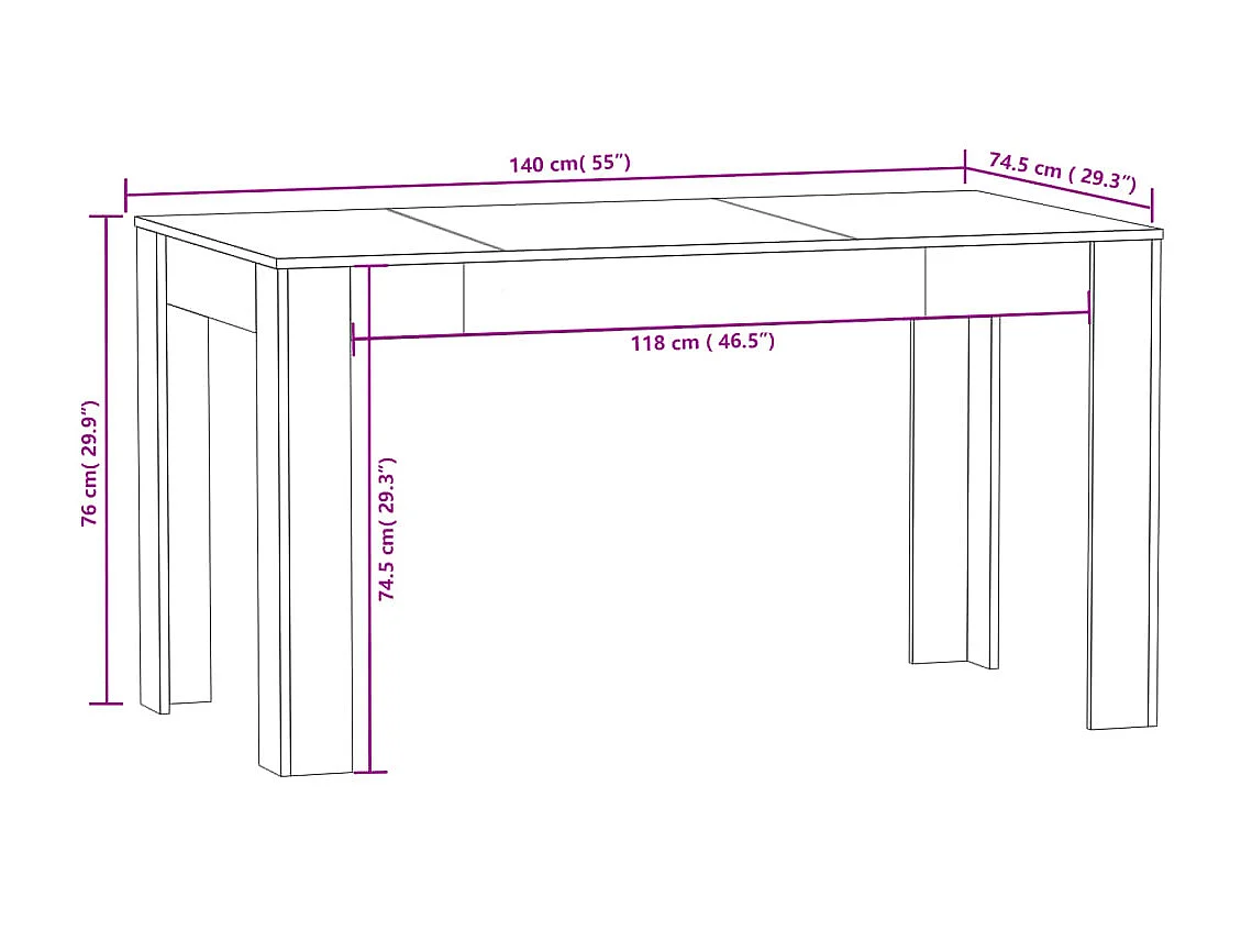 Table à dîner Chêne fumé 140x74,5x76 Bois d'ingénierie