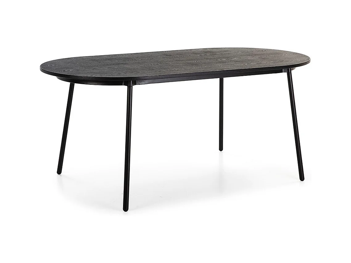 Table à manger ovale bois massif et pieds métal noir Anja 180cm