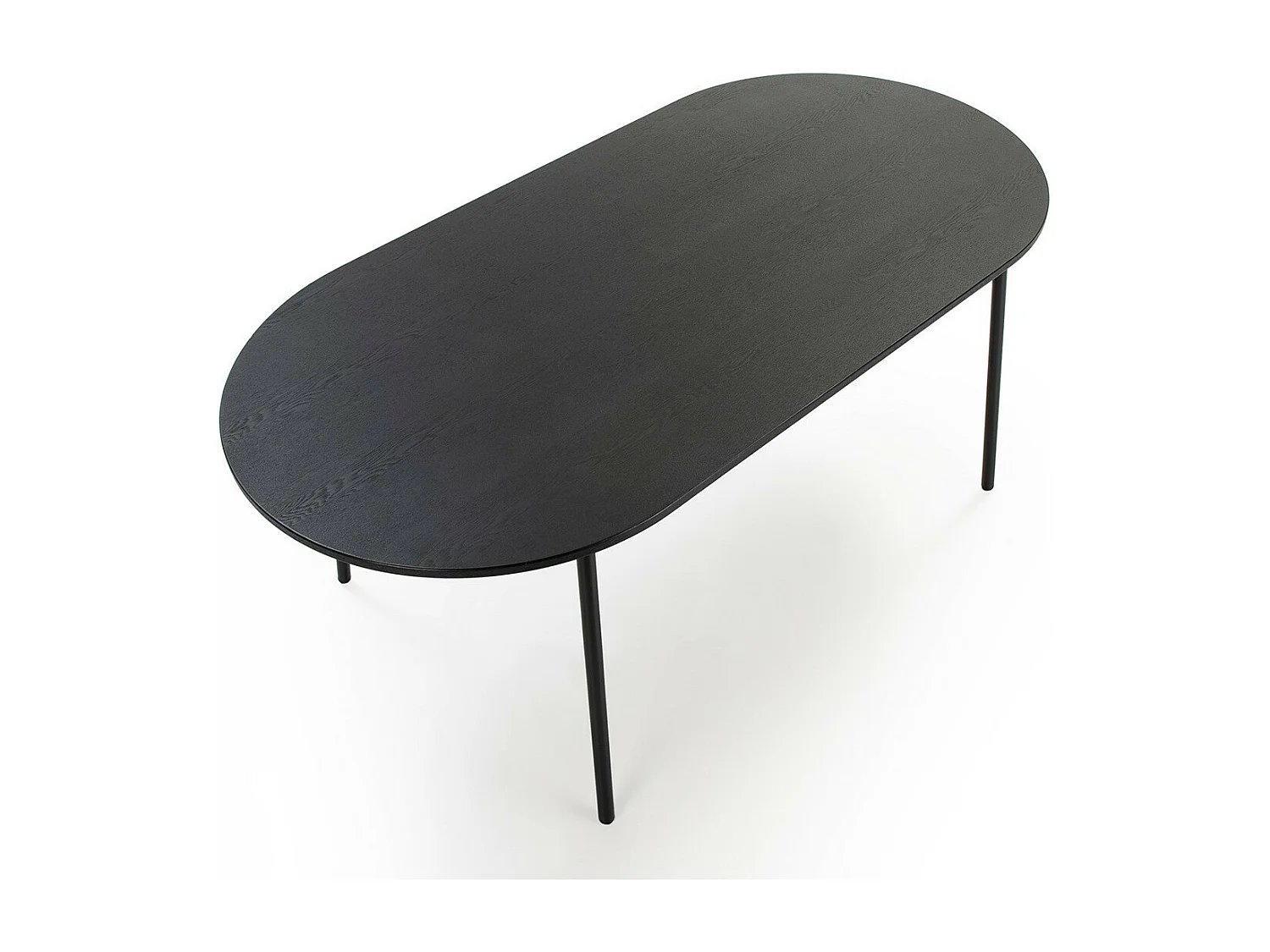 Ovale massief houten eettafel en zwart metalen poten Anja 180 cm