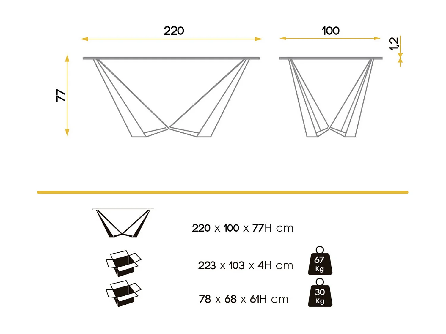 Table à manger verre trempé et pieds métal chromé Bazika 220cm