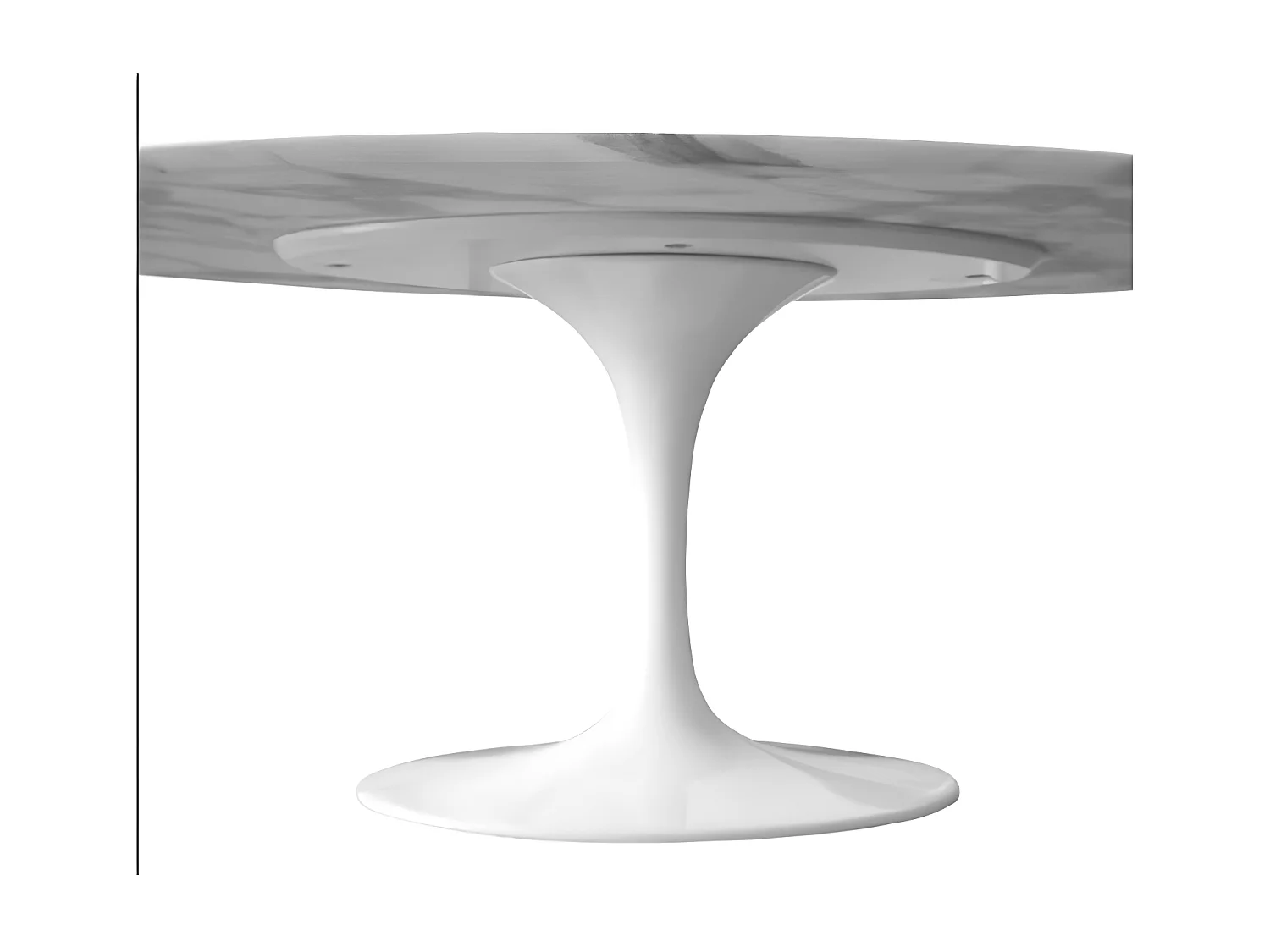 Hoogwaardige ronde tulpentafel-Kleur lade Mat zwart-Diameter 180cm-Baseren Briljant wit