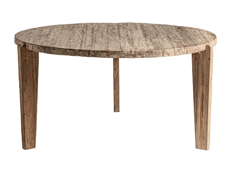Table à manger ronde bois massif style colonial Rubha 157cm