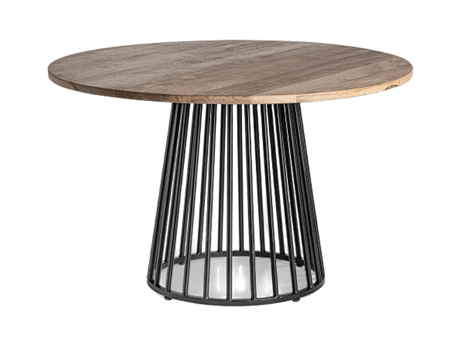 Table à manger ronde bois massif marron et pieds acier noir kaiver 120cm