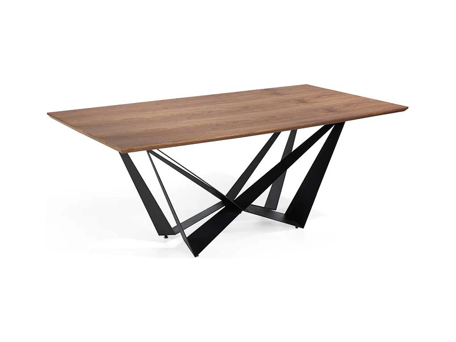 Table à manger bois de noyer et pieds métal noir Bazika 200cm