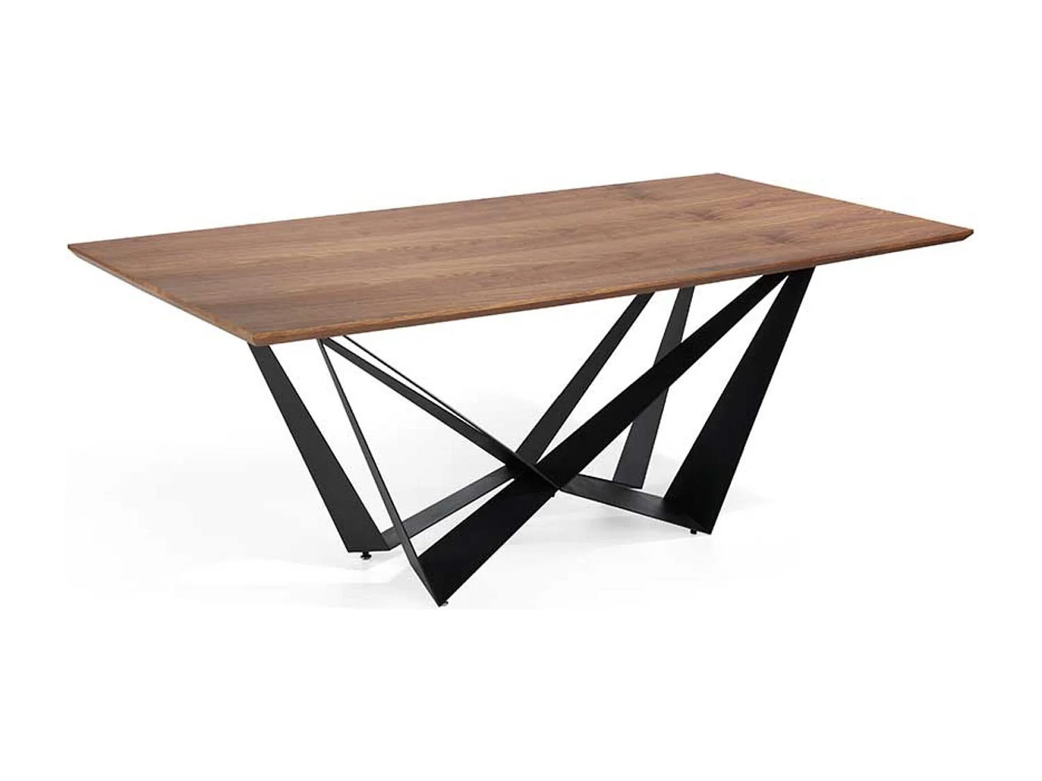 Table à manger bois de noyer et pieds métal noir Bazika 200cm