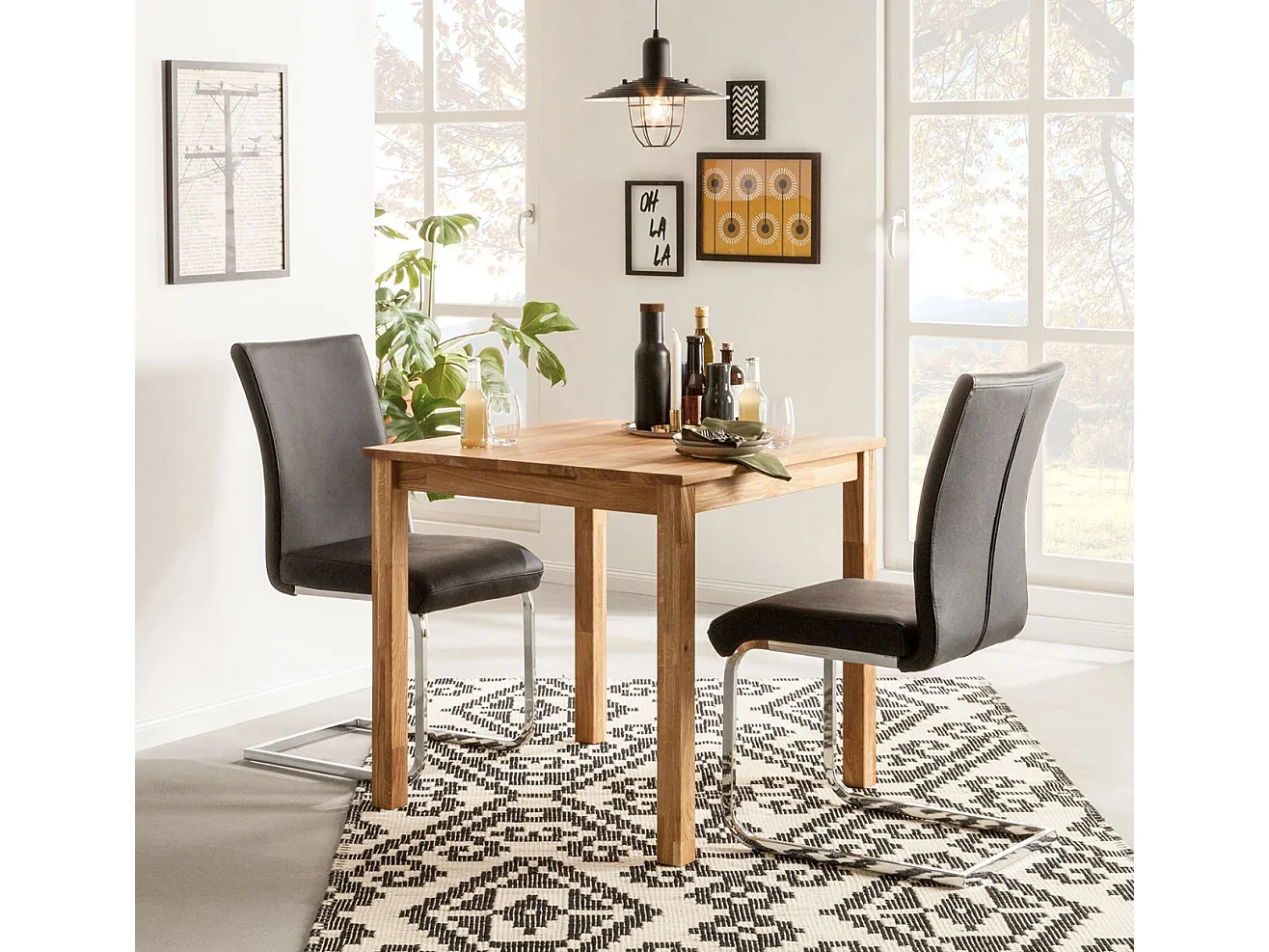 Petite table rectangulaire en bois de chêne massif Leny 90cm