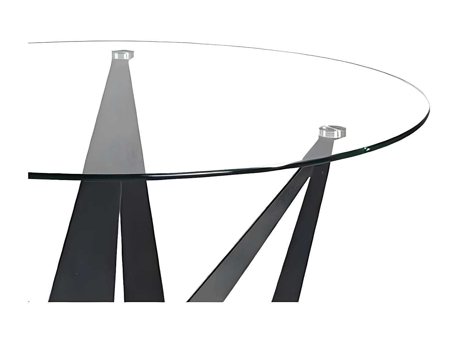 Table à manger ronde design verre trempé et pieds acier noir Bazika 120cm