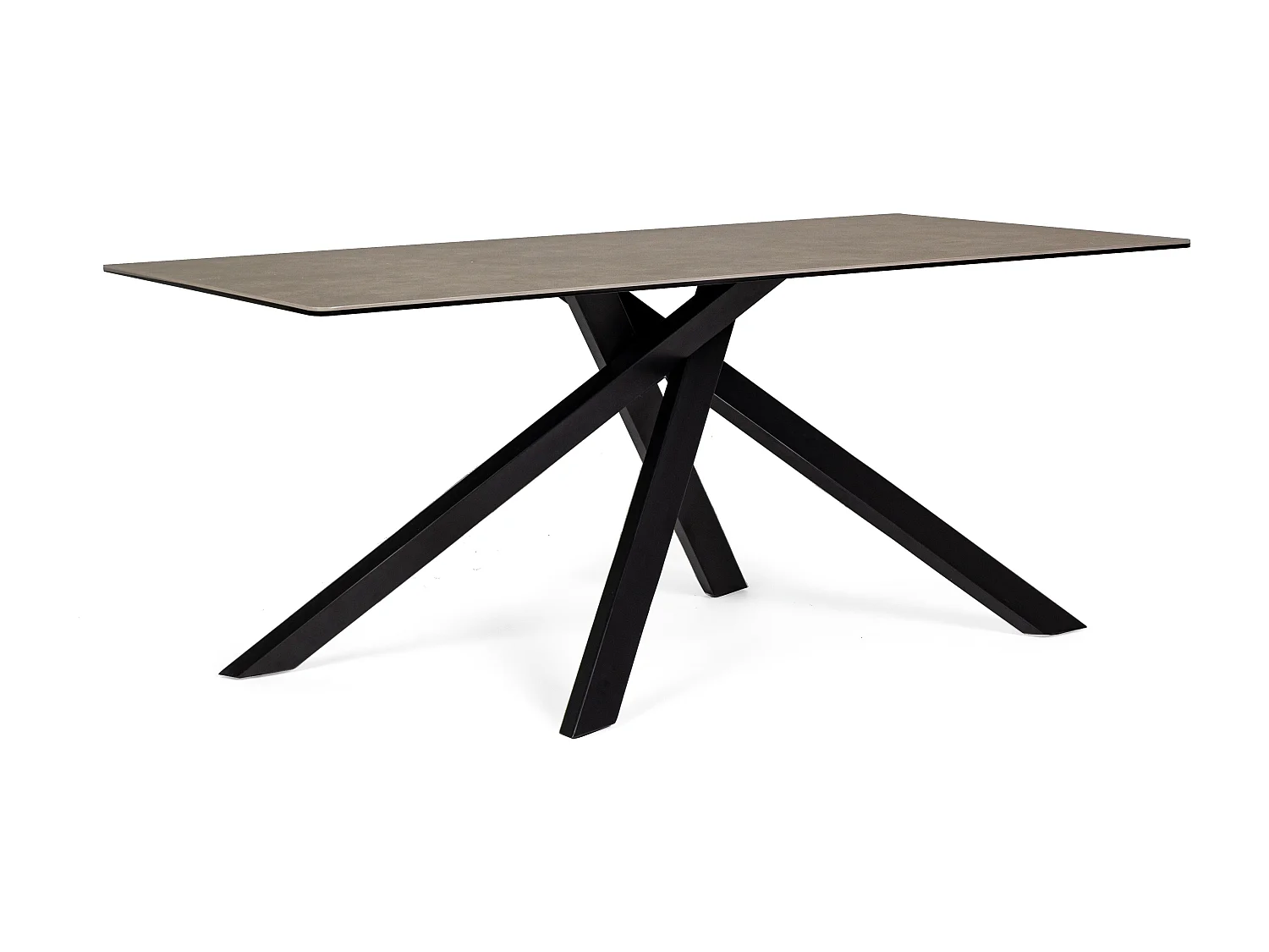 Table à manger en acier et céramique bicolore Medy L 180cm