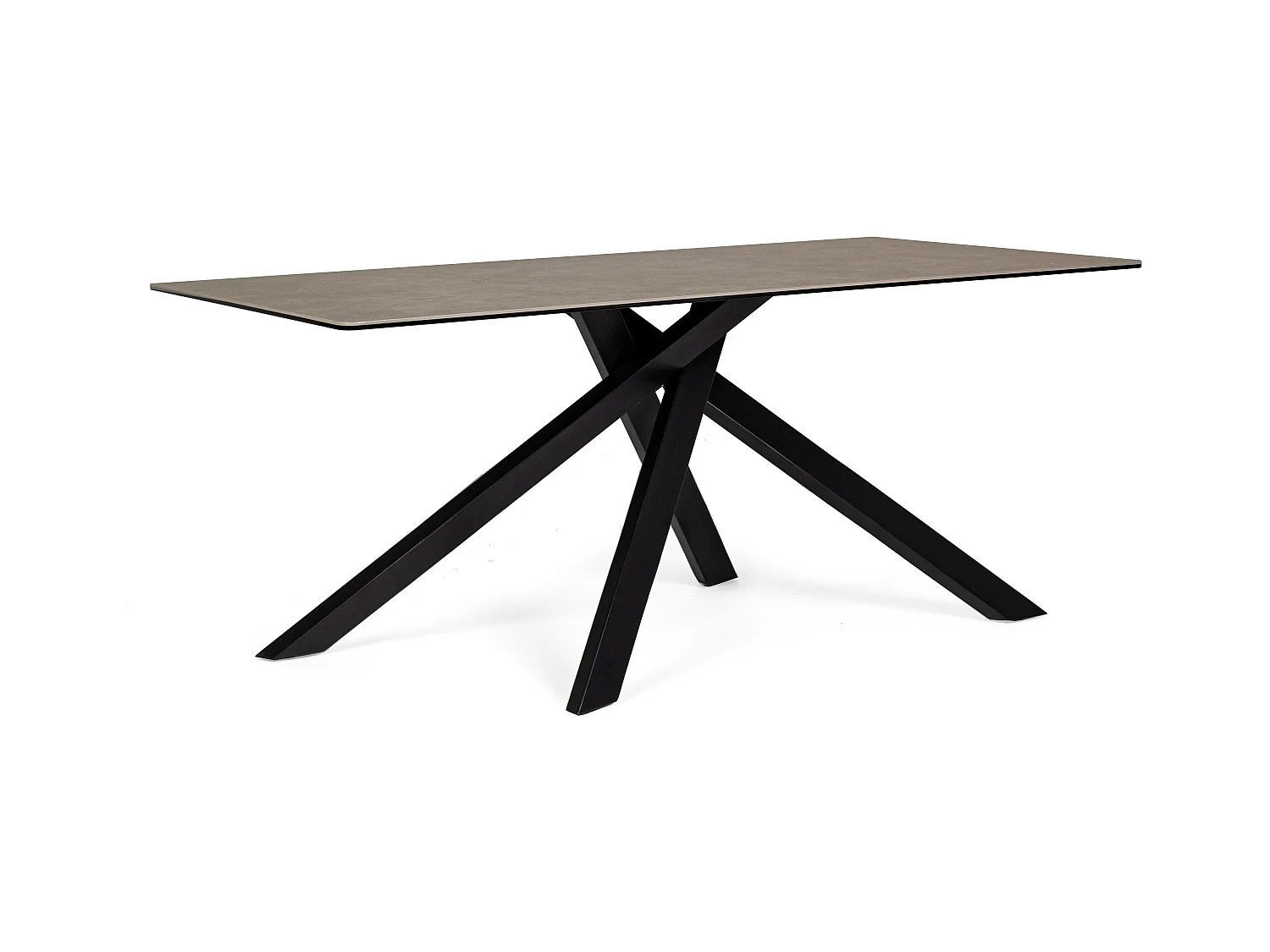 Table à manger en acier et céramique bicolore Medy L 180cm