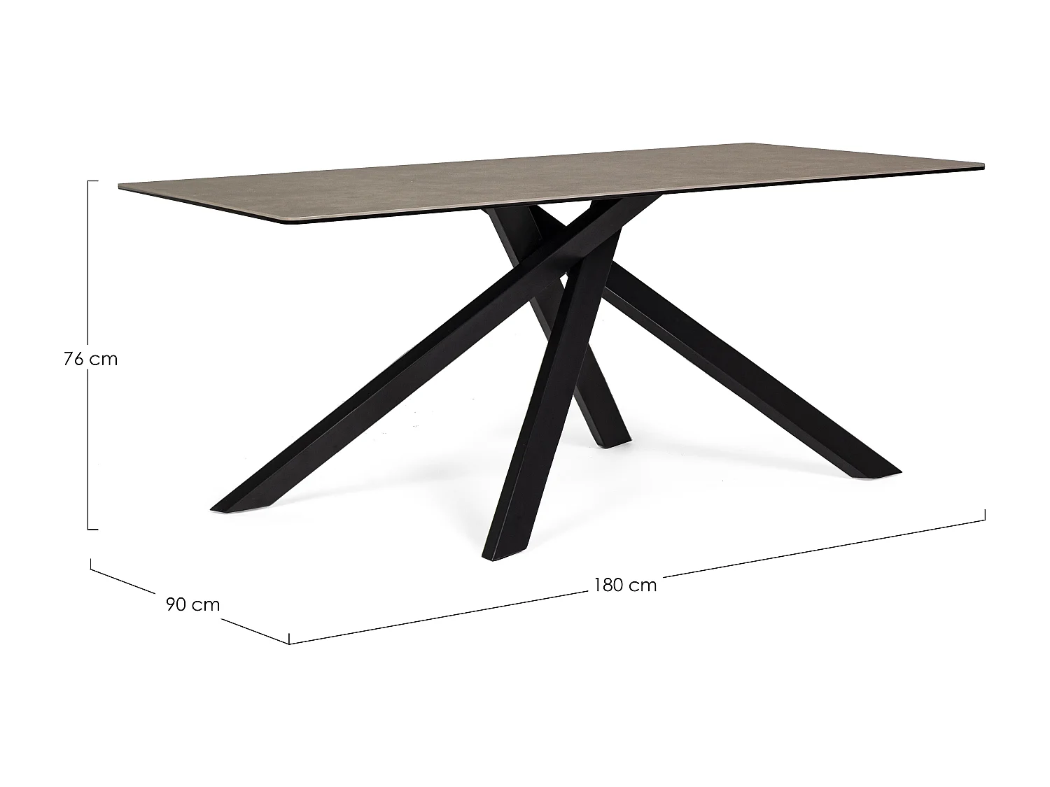 Table à manger en acier et céramique bicolore Medy L 180cm