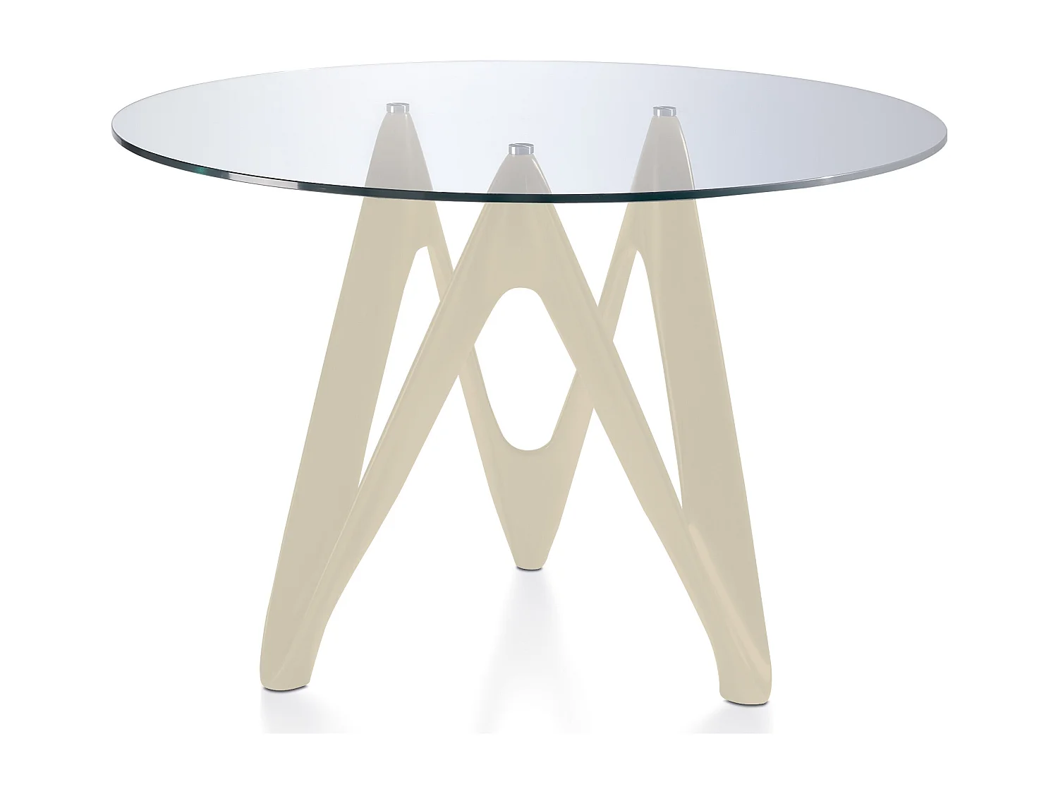 Table ronde design fibre de verre laqué beige Perla-Dimensions D 140 x H 76 cm