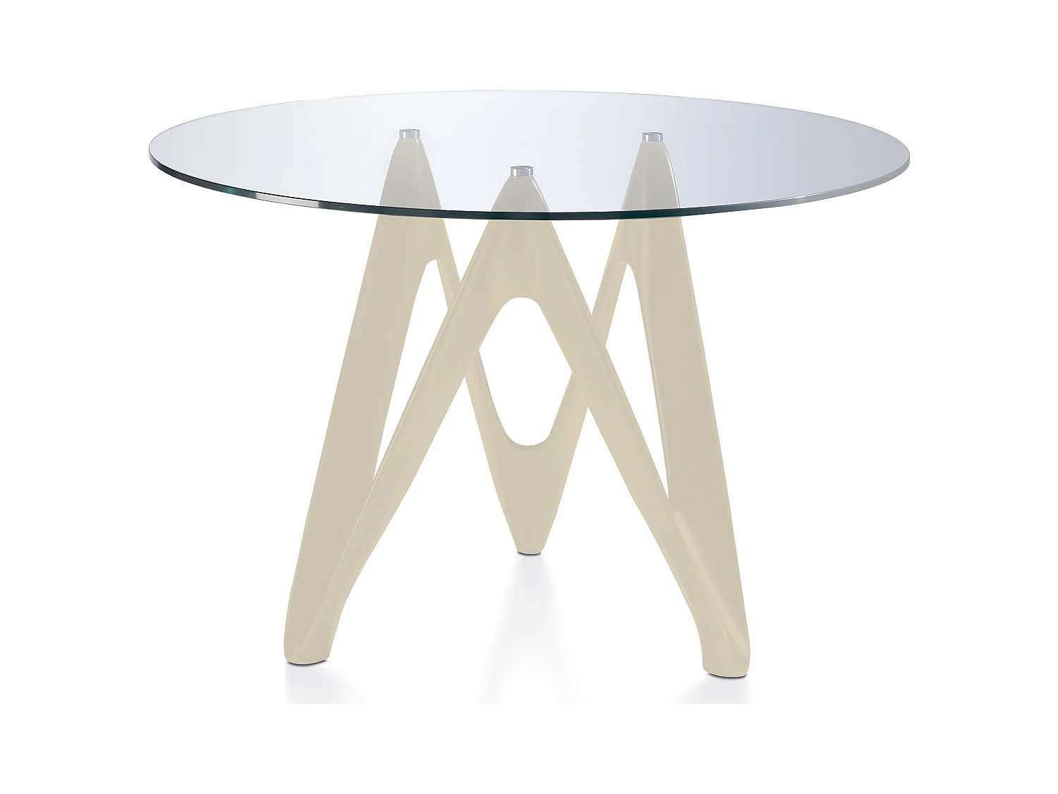 Table ronde design fibre de verre laqué beige Perla-Dimensions D 140 x H 76 cm
