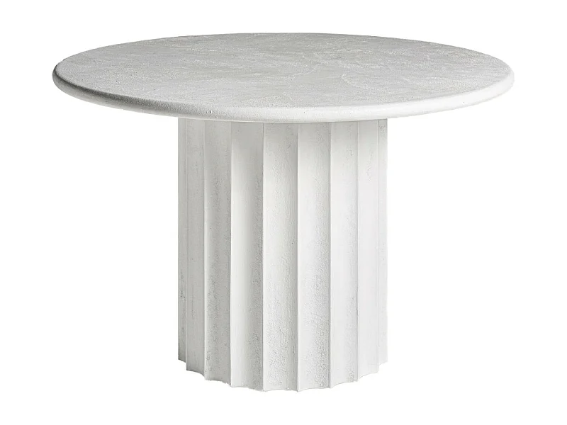 Table à manger ronde résine et ciment blanc Klikey 120cm