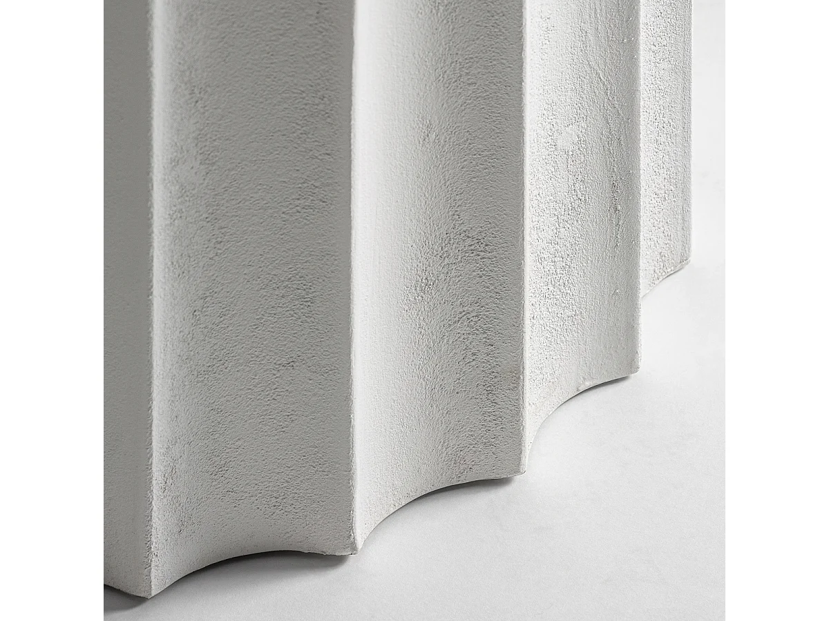 Table à manger ronde résine et ciment blanc Klikey 120cm