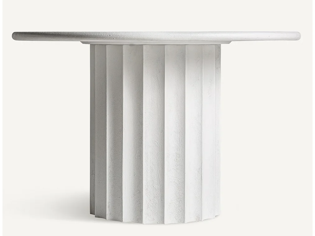 Table à manger ronde résine et ciment blanc Klikey 120cm