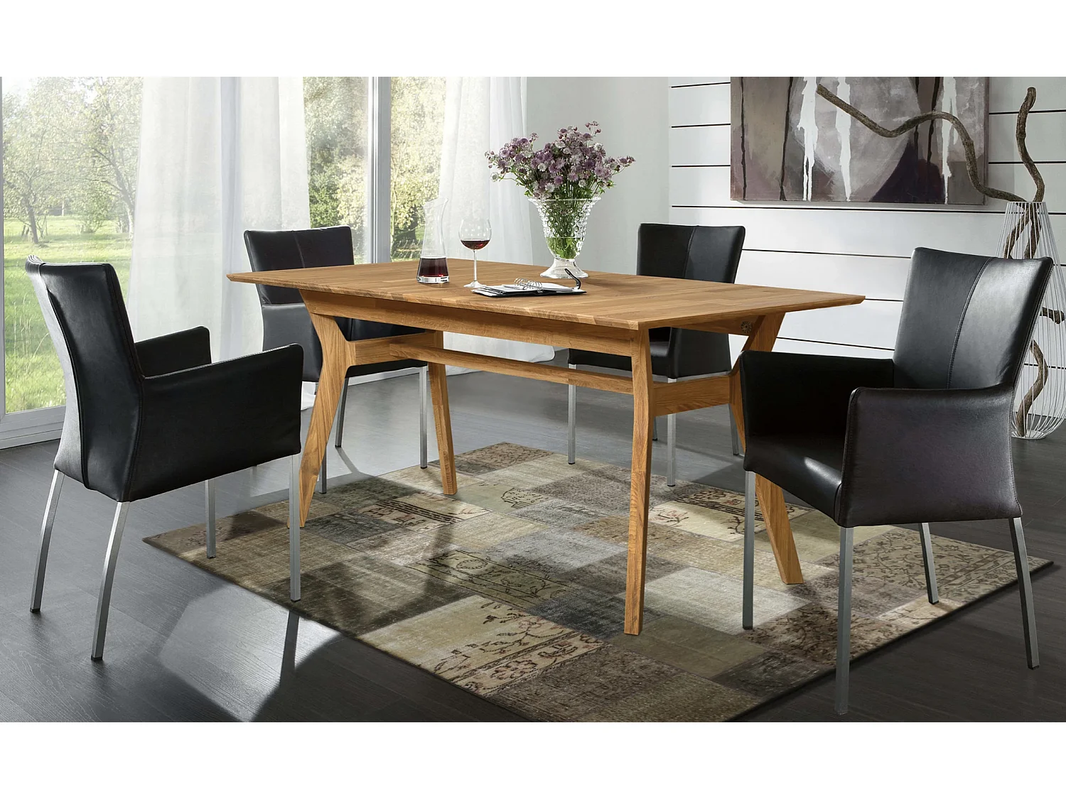 Table à manger en bois de chêne massif Osword 170cm