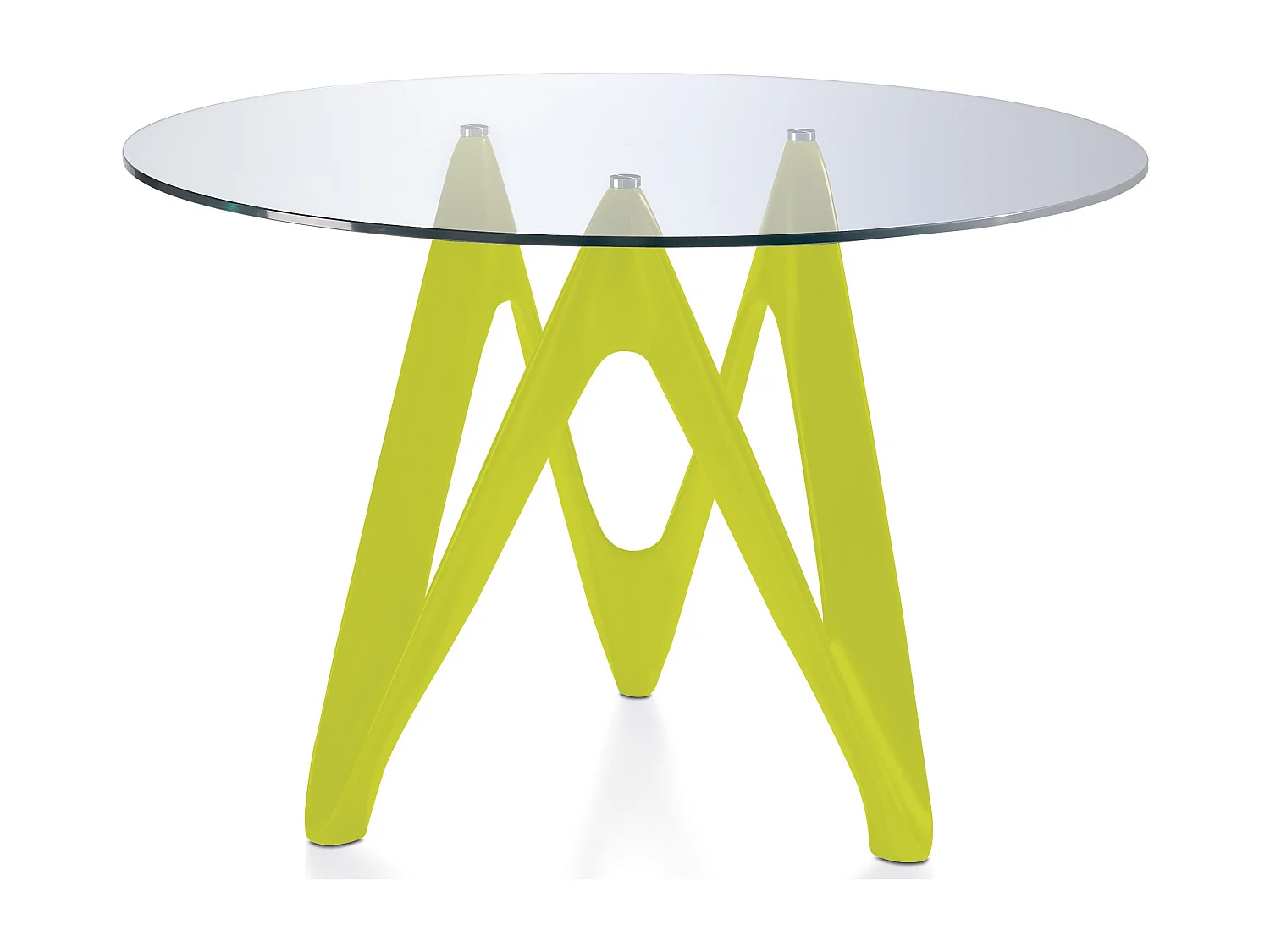Table ronde design fibre de verre laqué jaune Perla-Dimensions D 110 x H 76 cm