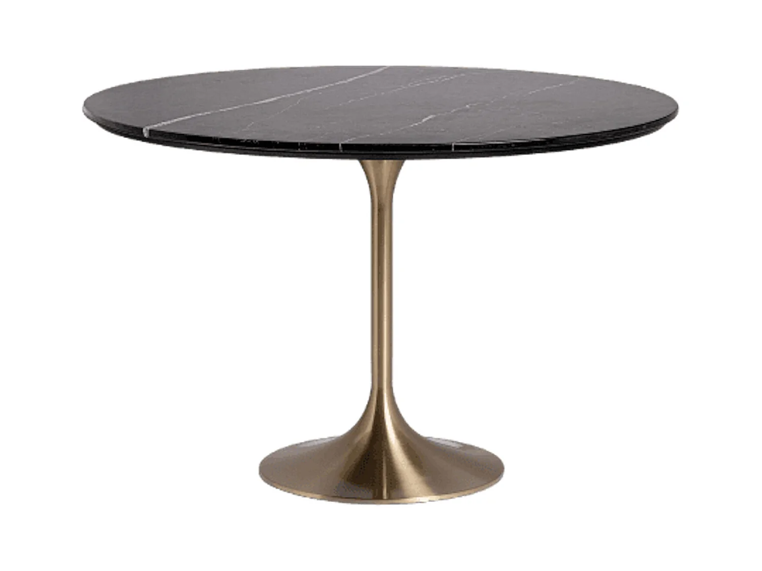 Mesa de comedor Korne redonda de cerámica y patas de acero dorado estilo art déco-Color Blanco-Diámetro 90 cm