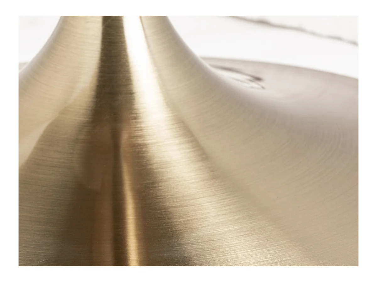 Mesa de comedor Korne redonda de cerámica y patas de acero dorado estilo art déco-Color Blanco-Diámetro 90 cm