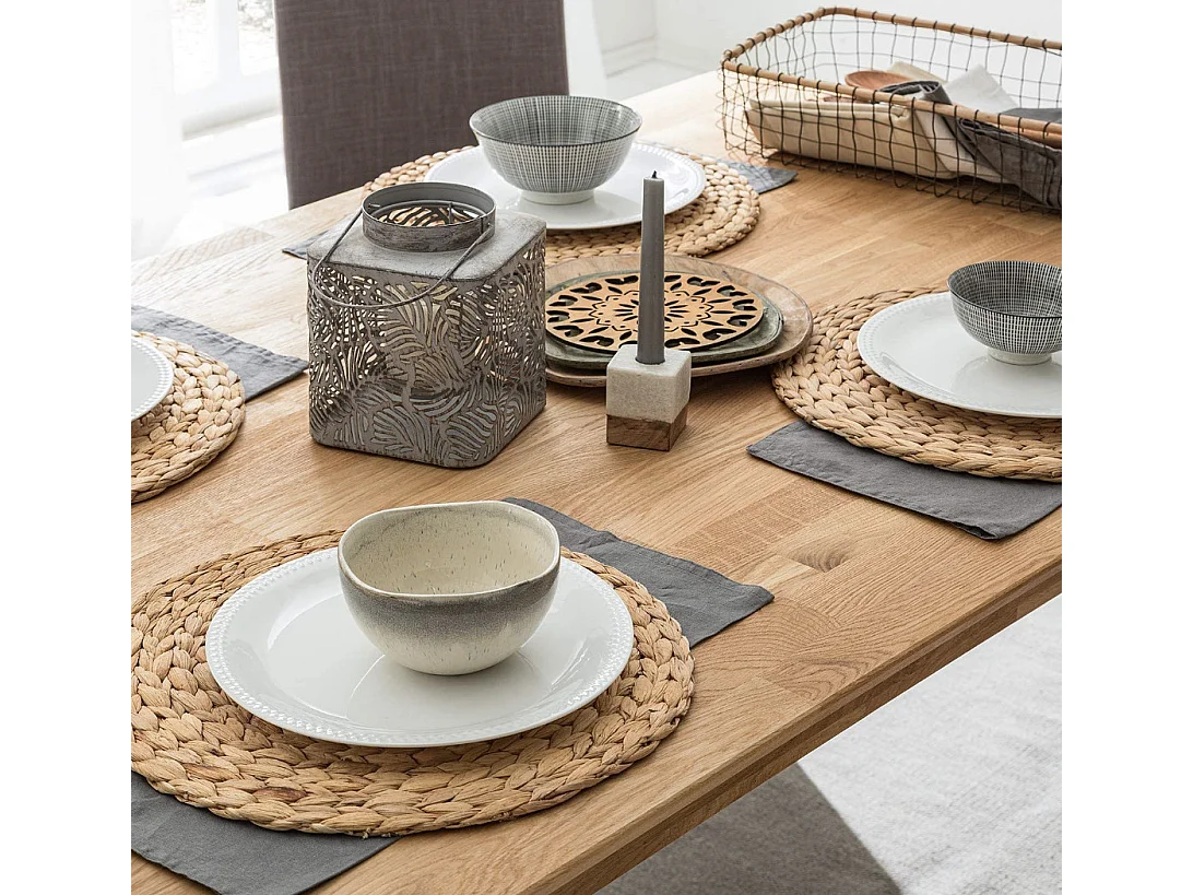 Table à manger rectangulaire 120cm en bois de chêne massif Kundy