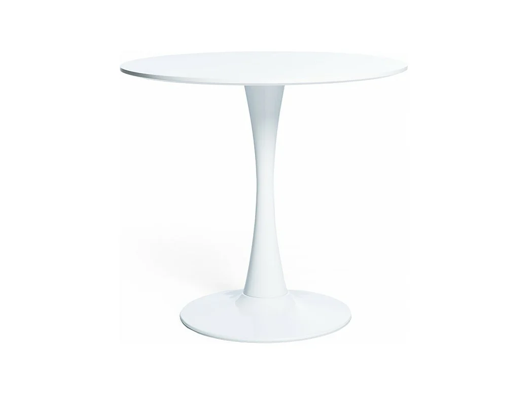 Table ronde moderne blanc laqué Bosika 90cm
