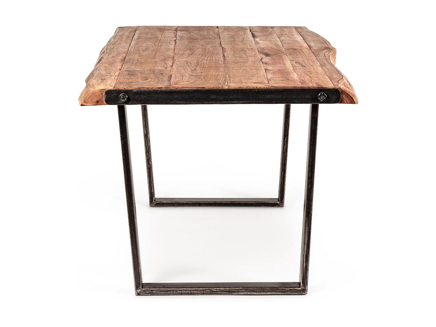 Table à manger rectangulaire 8 places en bois d'acacia sur 2 pieds acier noir Kadone 180cm