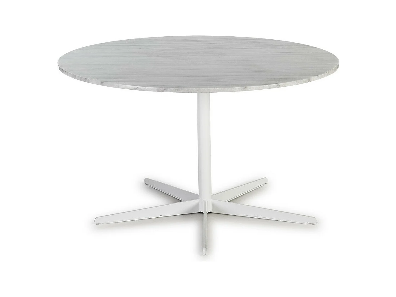 Table design ronde marbre et pied métal blanc D 125cm