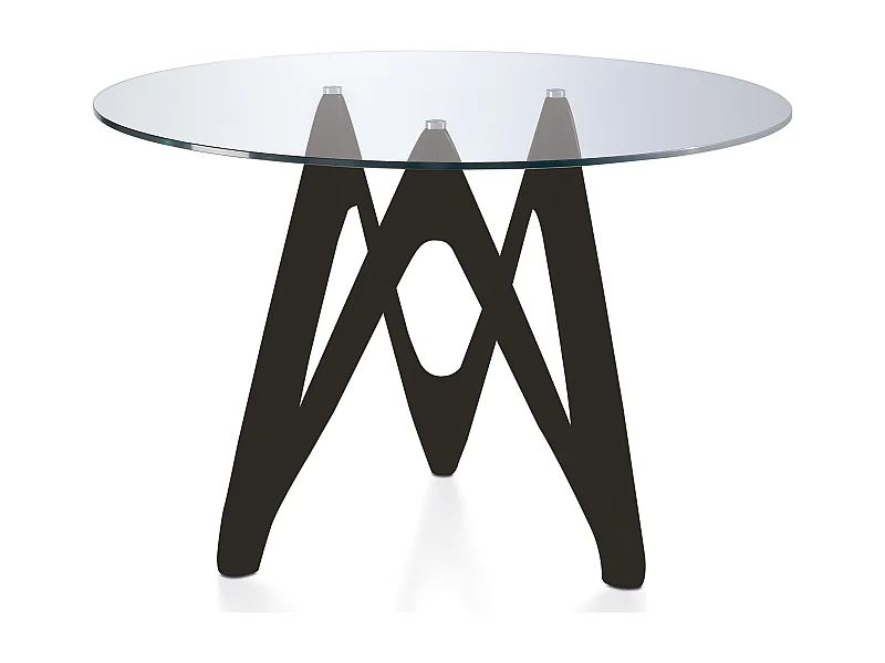 Table ronde design fibre de verre laqué noir Perla-Dimensions D 110 x H 76 cm