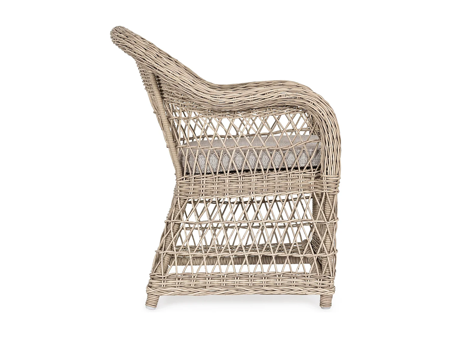 Fauteuil de jardin arrondi tressages fibres synthétiques beige Guliver