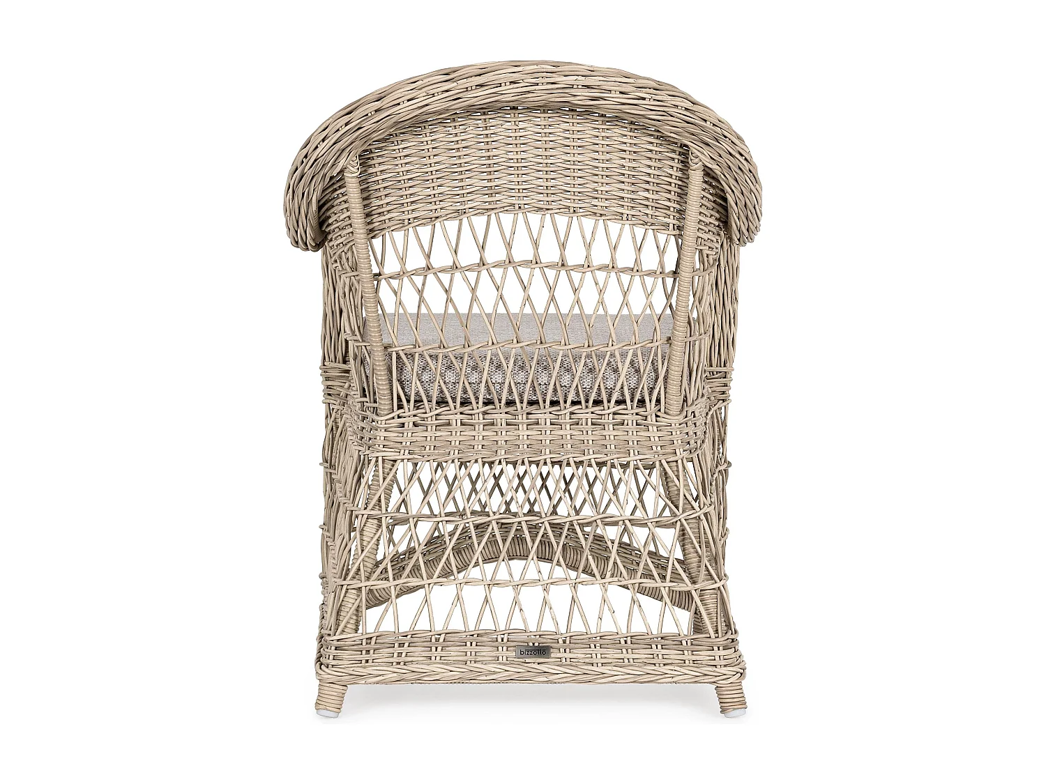 Fauteuil de jardin arrondi tressages fibres synthétiques beige Guliver