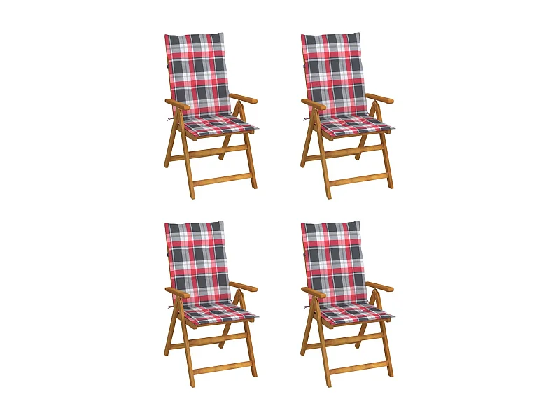 Chaises inclinables de jardin 4 pcs avec coussins Bois d'acacia 5