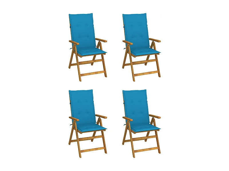 Chaises inclinables de jardin 4 pcs avec coussins Bois d'acacia 59