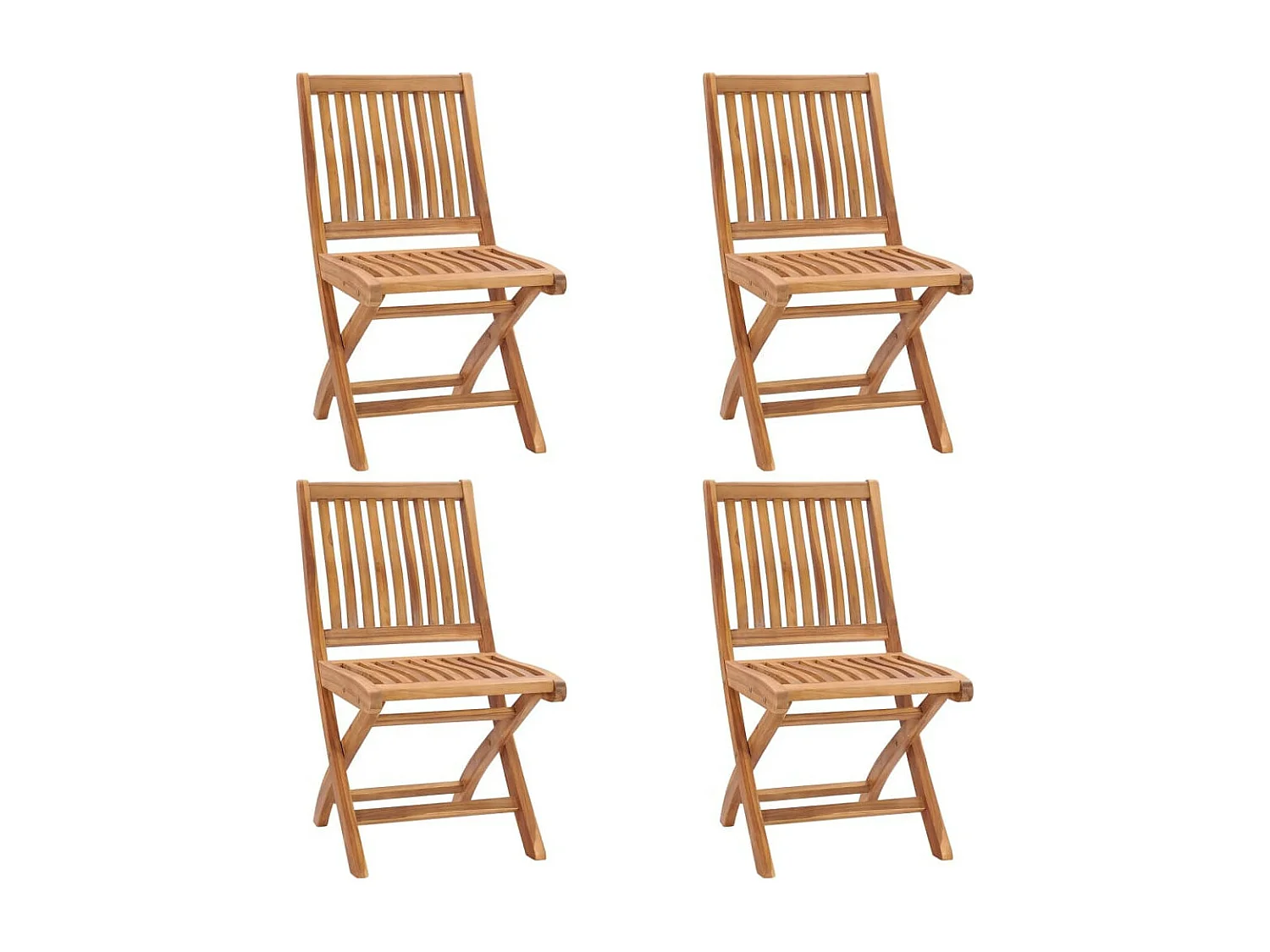Chaises pliables de jardin avec coussins 4 pcs Teck solide 5