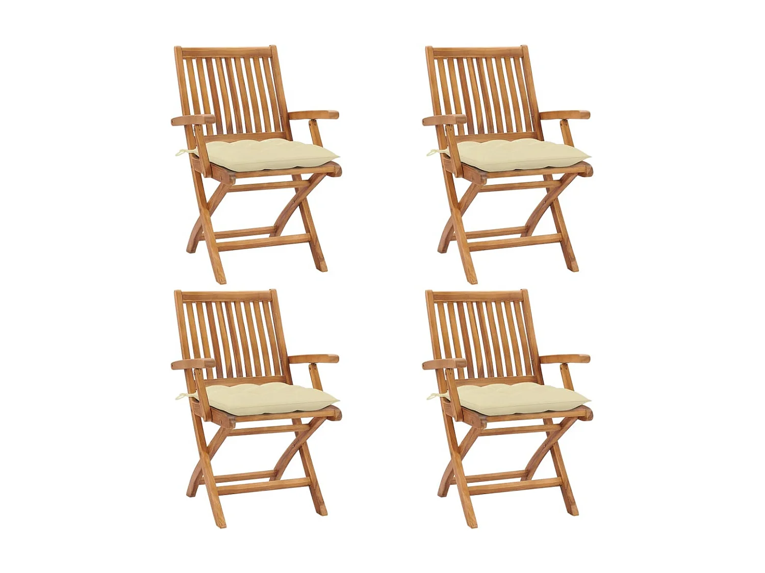 Chaises pliables de jardin avec coussins 4 pcs Teck solide 9