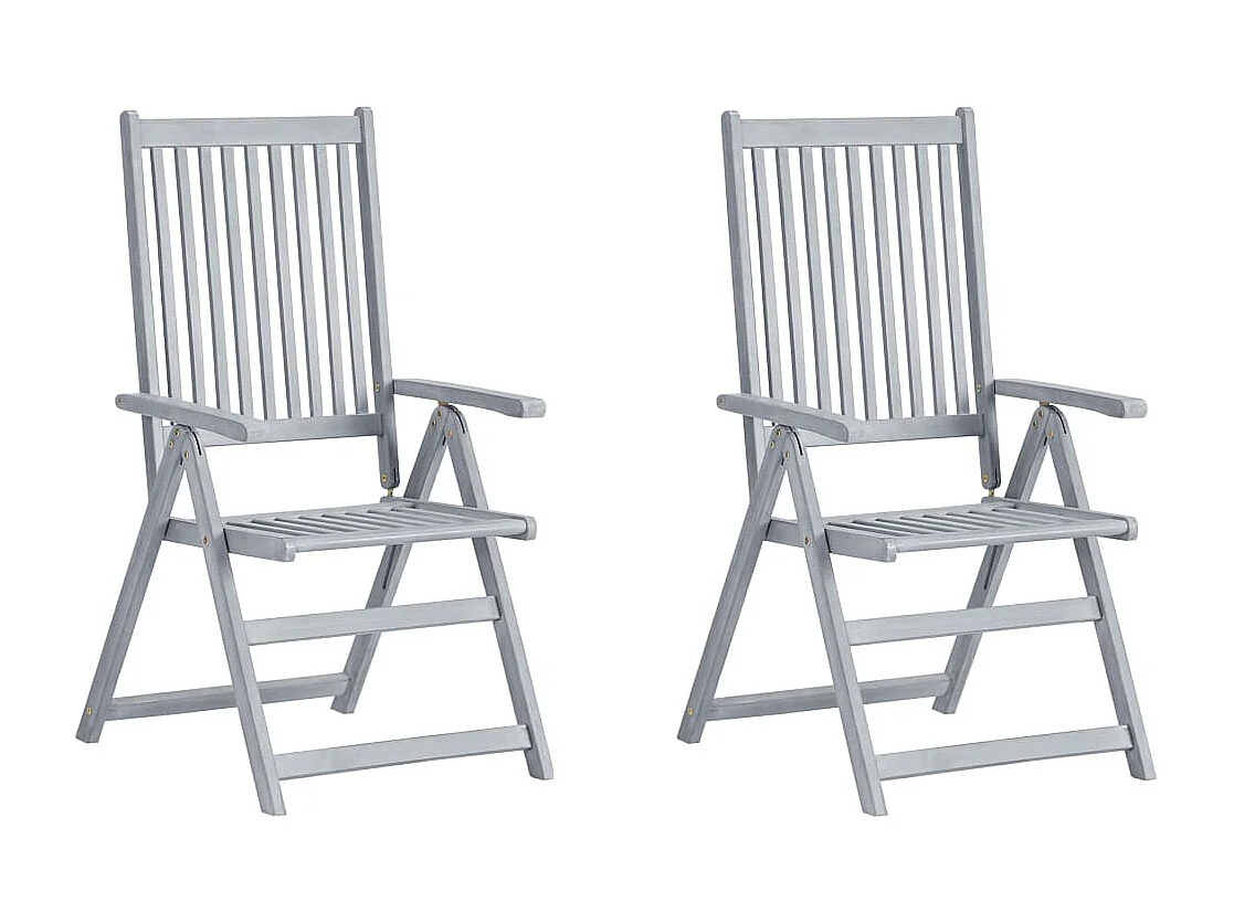 Chaises inclinables de jardin 2 pcs avec coussins Bois d'acacia 44