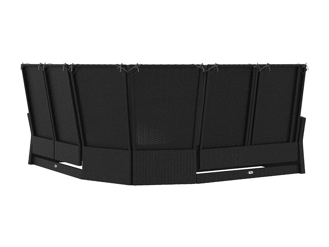 Canapé d'angle inclinable avec coussins Noir Résine tressée