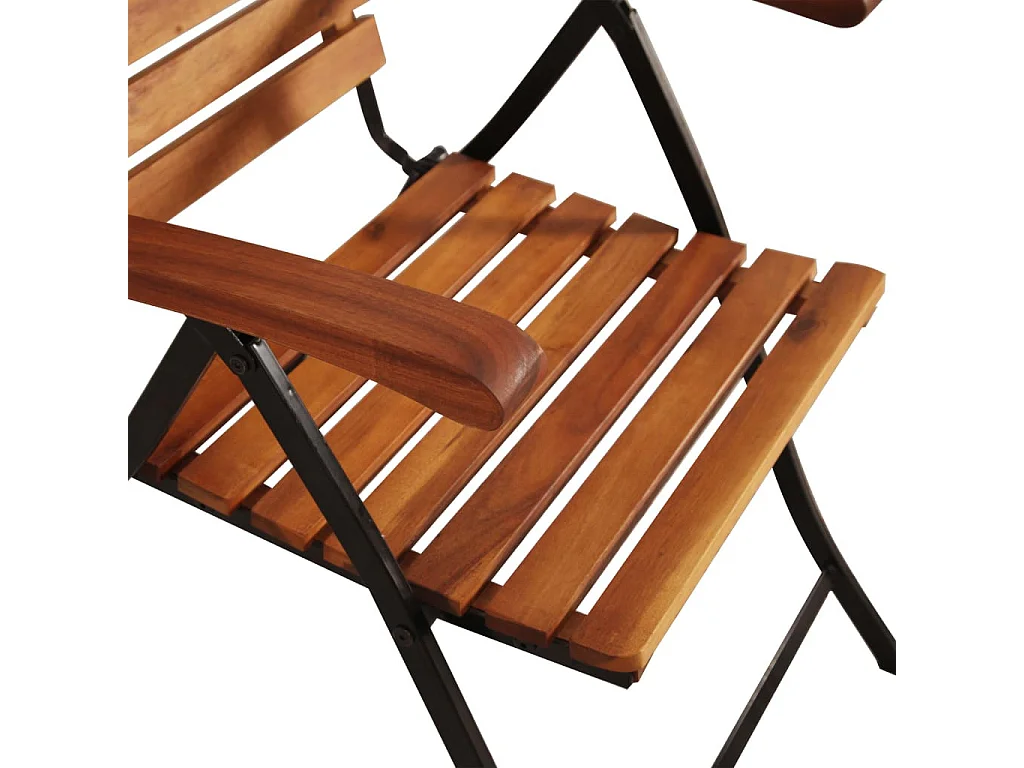 Chaise de jardin bois d'acacia massif et acier noir Palino - Lot de 2