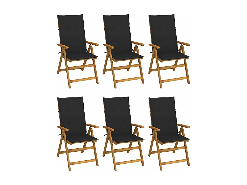 Chaises pliables de jardin 6 pcs avec coussins Bois d'acacia 55